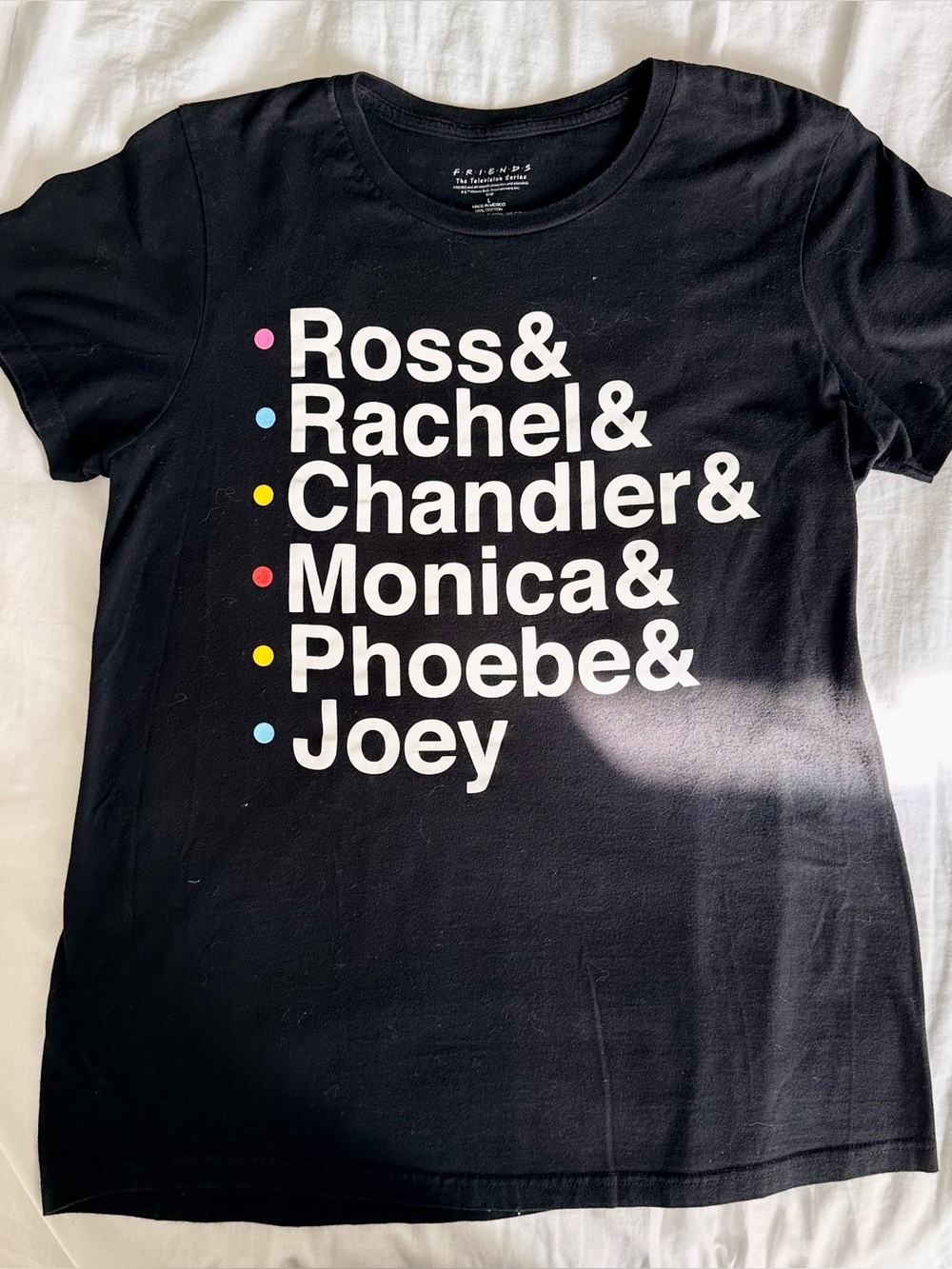 Friends Womens Name List T-Shirt Black Cotton Size Large